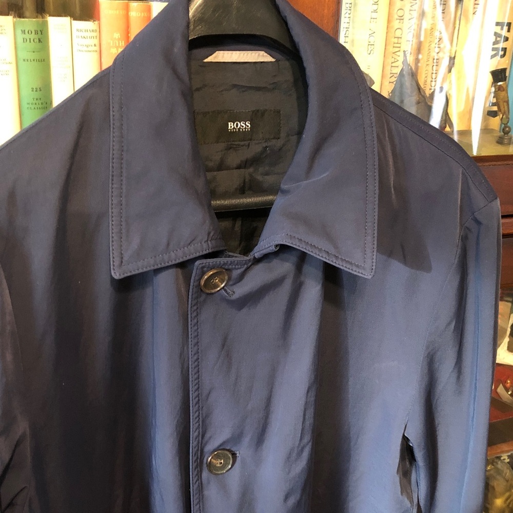 BOSS Blue Men's Trench Coat with Classic Collar